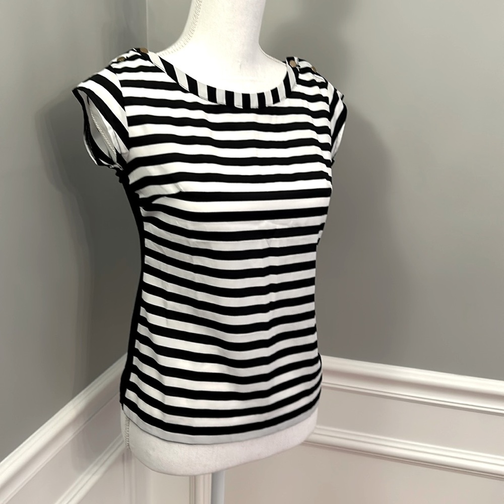Banana Republic Black and White Striped Shirt